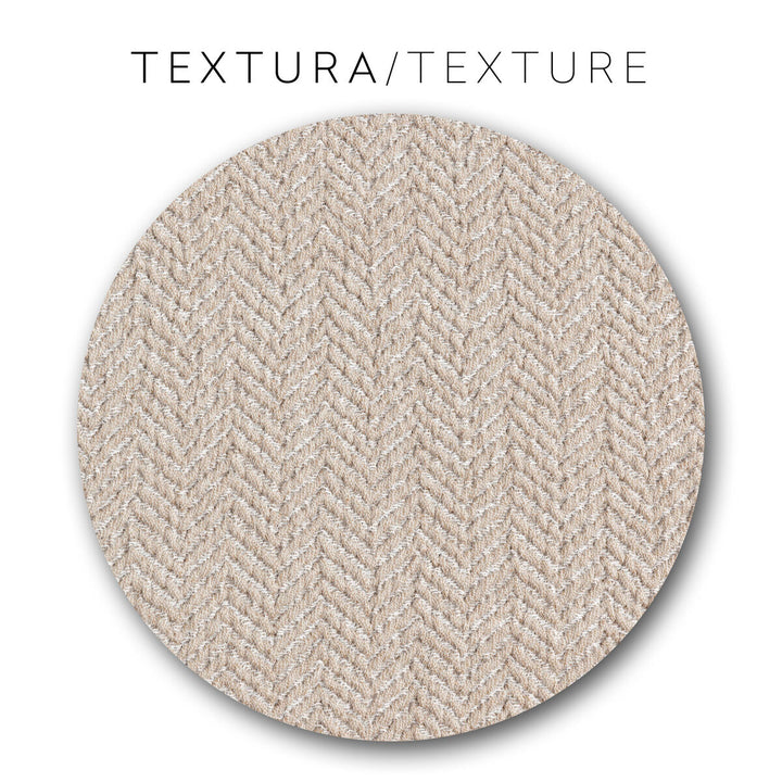 Textur der Sesselhusse Eysa JAZ. Beige Farbton mit Fischgrätenmuster.