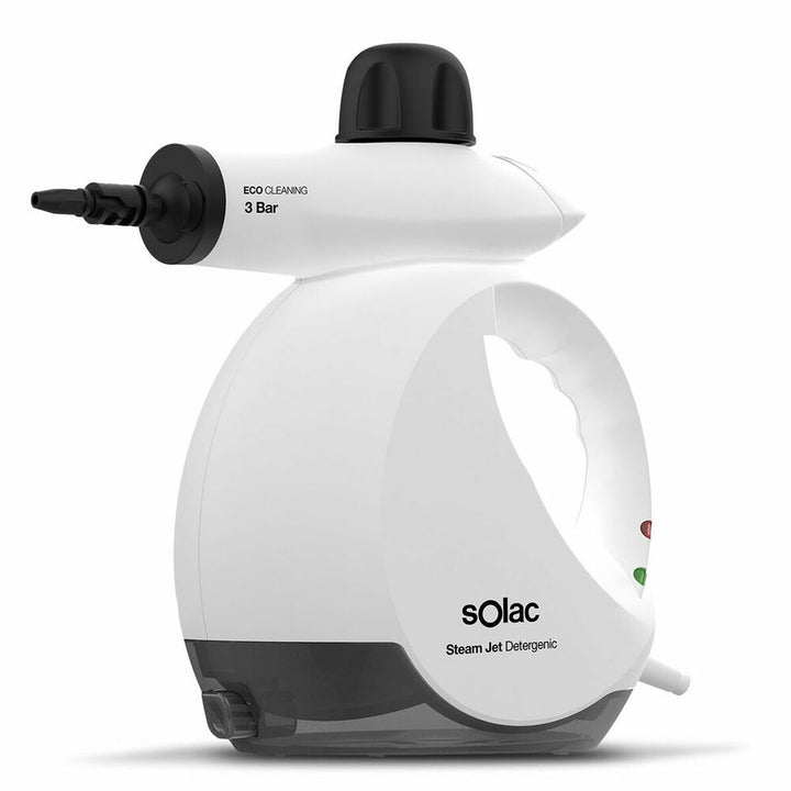 Weißer Solac LV1350 Dampfreiniger mit 1200W Leistung, gut für die Reinigung.