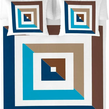 Bettdeckenbezug Visual Doppelmatratze mit modernem, geometrischem Design in Blau- und Brauntönen.