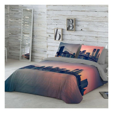 Bettdeckenbezug Naturals Brooklyn mit Skyline-Druck. Elegante Bettwäsche mit Brooklyn-Motiv.