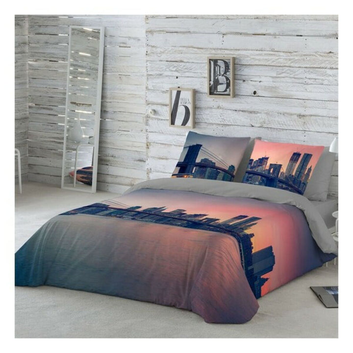 Bettdeckenbezug Naturals Brooklyn mit Skyline-Druck. Elegante Bettwäsche mit Brooklyn-Motiv.