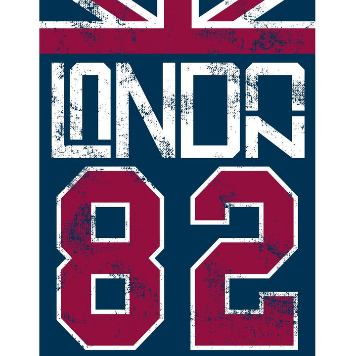Bettbezug mit London-Motiv: Union Jack, Schriftzug und '82'. Beverly Hills Polo Club-Design.