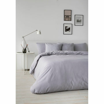 Grauer Bettdeckenbezug aus Leinen der Marke Naturals, schlichtes Design.