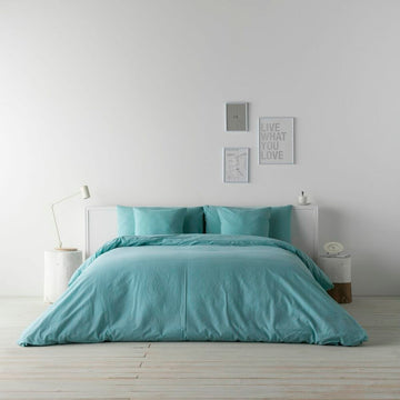 Naturals LINO BLANCO Bettdeckenbezug, grün, weiche Textur. Elegantes Schlafzimmer-Set.