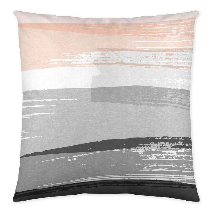 Naturals Kissenbezug mit modernem Pinselstrich-Design in Rosa, Grau und Schwarz. 50x50 cm.