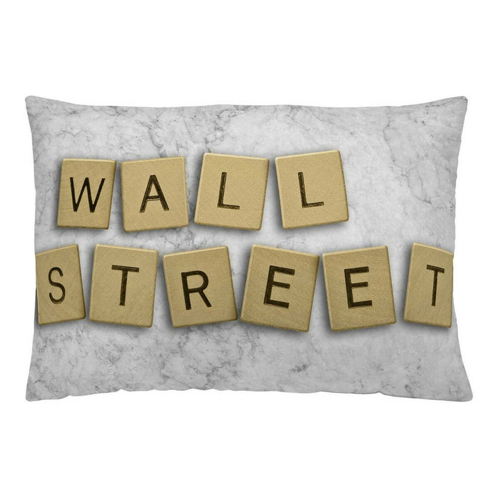 Dekorativer Kissenbezug mit Wall Street Schriftzug und Marmormuster. Kissen 50x30 cm