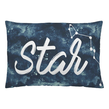 Naturals Halley Kissenbezug (30 x 50 cm) mit Stern und Sternbild auf blauem Hintergrund.