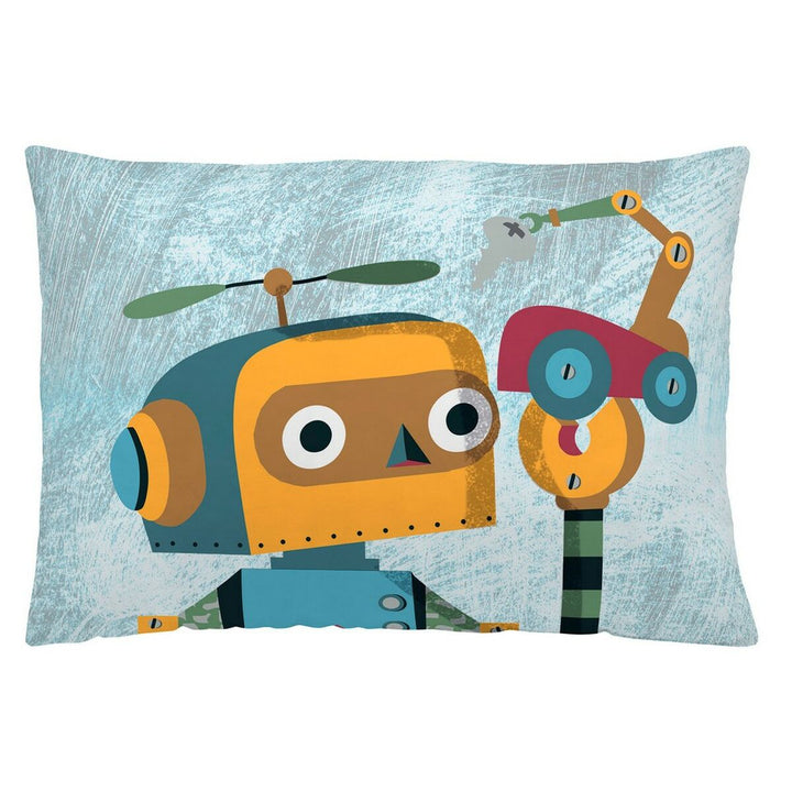 Kissenbezug Naturals mit Roboter-Motiv, 50x30 cm. Buntes Roboter-Design für Kinder.