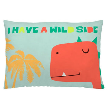 Naturals Dino Kissenbezug mit Dinosaurier und Palmen Motiv. Kinderzimmer Deko.