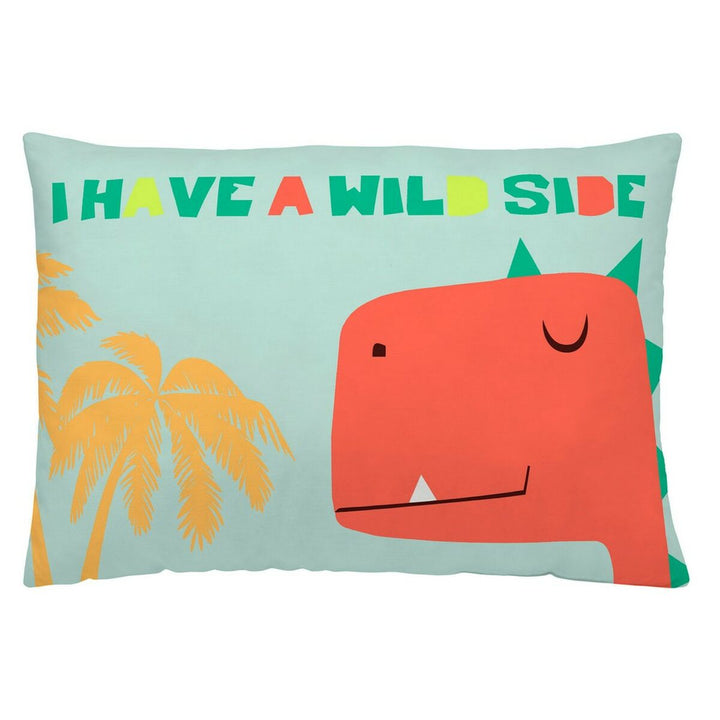 Naturals Dino Kissenbezug mit Dinosaurier und Palmen Motiv. Kinderzimmer Deko.