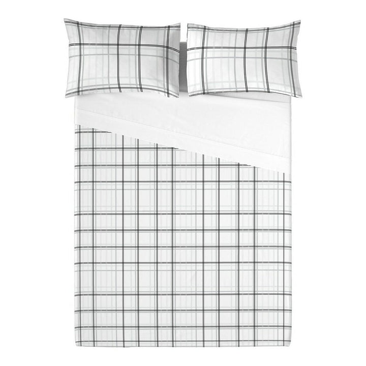 Weißes Oberlaken Lua Dreams mit Karo Muster und zwei Kissenbezüge für Schlafzimmer.