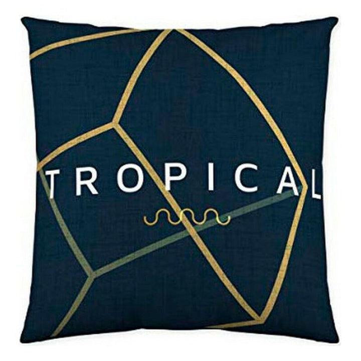 Naturals Tropical Kissenbezug mit geometrischem Muster und Aufschrift 'Tropical'.