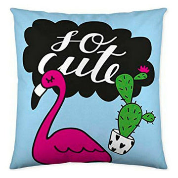 Kissenbezug Costura Cool Icons mit Flamingo, Kaktus und 'So Cute' Schriftzug.