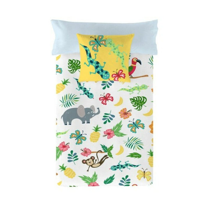 Costura Jungle Bettbezug mit exotischen Dschungeltieren und Pflanzen für Einzelmatratze.