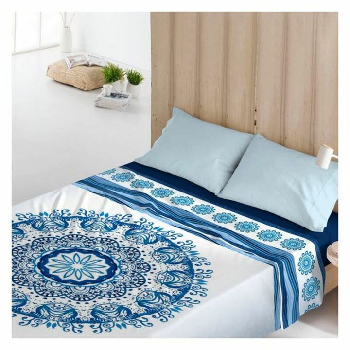 Costura Greek Indigo Oberlaken mit blauem Mandala-Muster. Elegantes Design für Ihr Schlafzimmer.