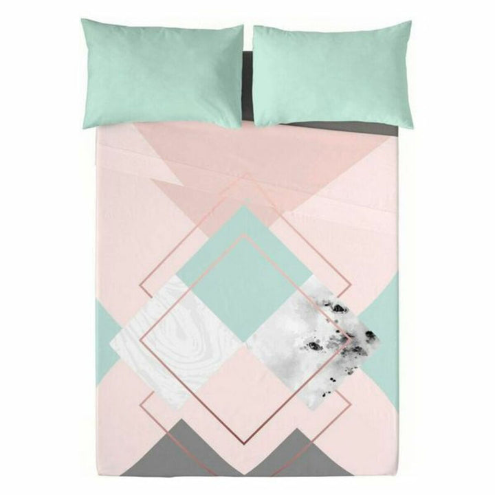 Oberlaken Costura Bjorn: Bettwäsche mit geometrischem Muster in Pastellfarben und passenden Kissenbezügen.