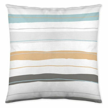 Kissenbezug Cool Kids Blue mit Streifenmuster in Blau, Grau und Beige.
