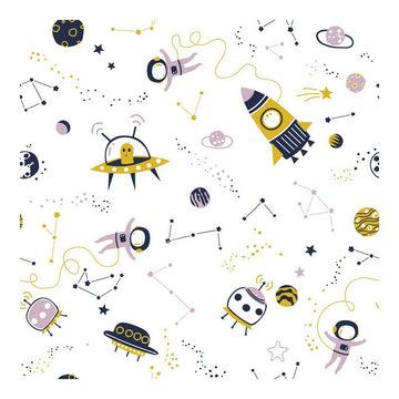 Cool Kids Bettdeckenbezug mit Raumschiff, Astronauten und Sternen. Reversibler Bezug.