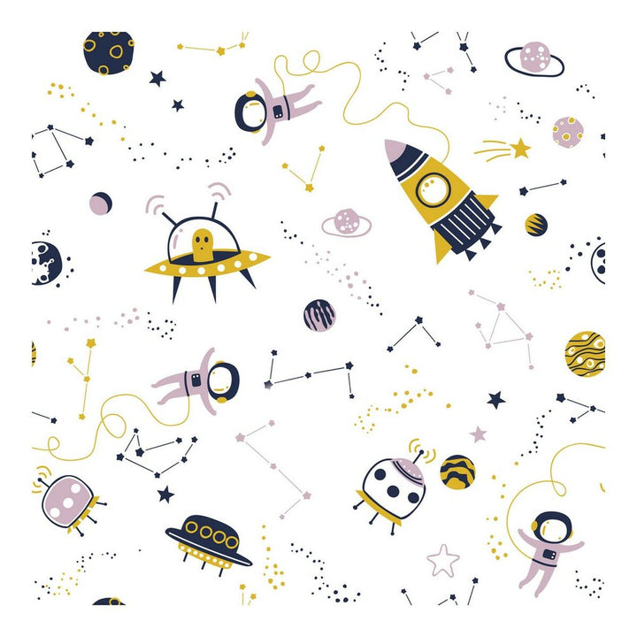 Cool Kids Bettdeckenbezug mit Raumschiff, Astronauten und Sternen. Reversibler Bezug.
