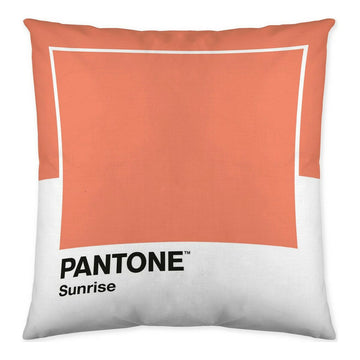 Reversibler Kissenbezug mit 'Sunrise' Pantone Farbblock. Quadratisches Kissen Design.