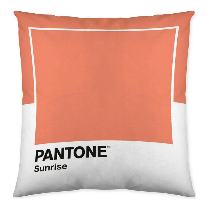 Reversibler Kissenbezug mit 'Sunrise' Pantone Farbblock. Quadratisches Kissen Design.