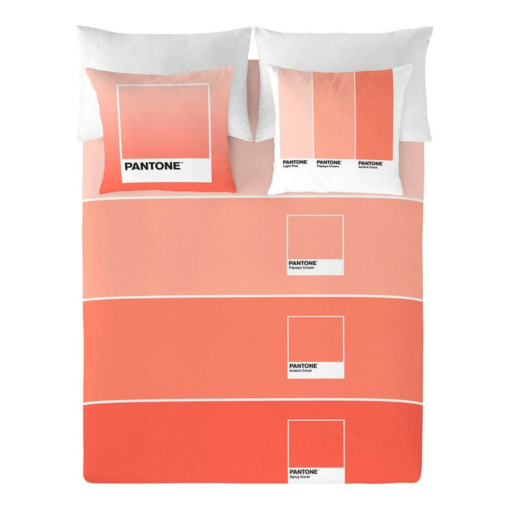 Bettdeckenbezug Ombre B Pantone mit Farbverlauf. Korallfarben und Pantone Farbfelder.