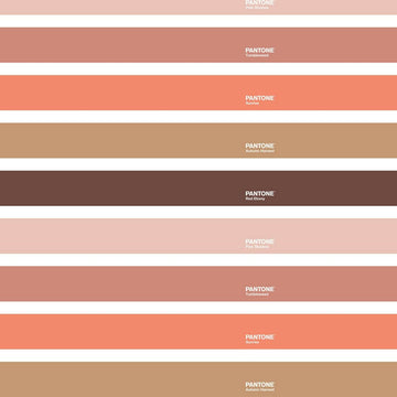 Bettdeckenbezug Wide C Pantone Farbpalette mit warmen Farben wie Pink Shadow und Autumn Harvest.