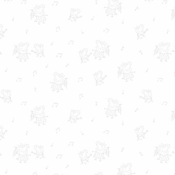Grauer Kissenbezug mit Peppa Pig Motiv und bunten Noten aus 100% Baumwolle.
