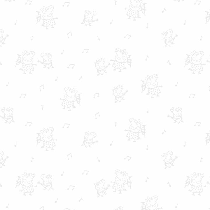 Grauer Kissenbezug mit Peppa Pig Motiv und bunten Noten aus 100% Baumwolle.