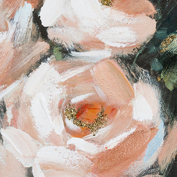 Nahaufnahme Rosen Ölgemälde auf Kiefernholz mit Goldakzenten - homely Family Shop