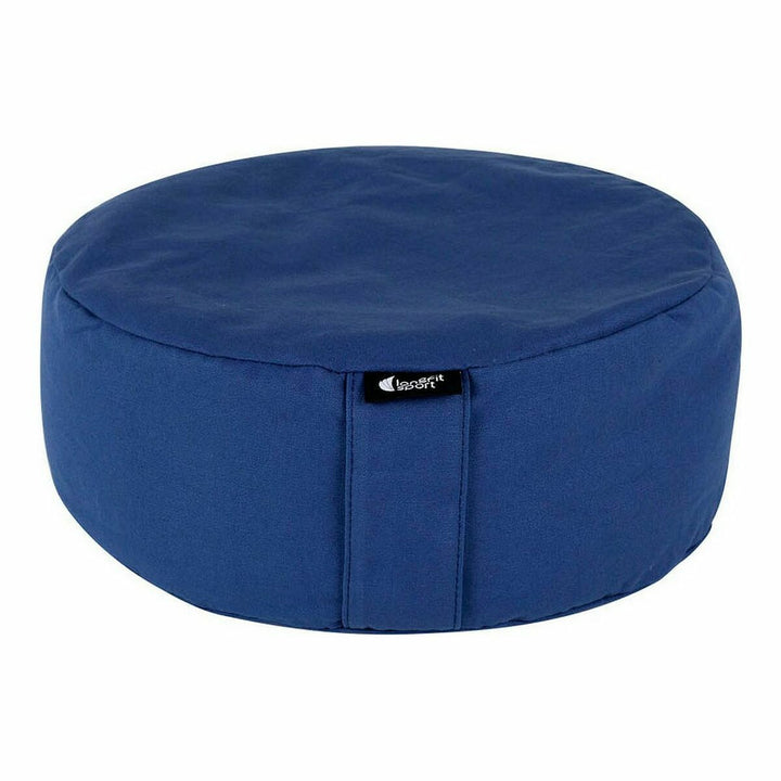 Blaues LongFit Sport Yoga Kissen mit Logo. Sport-Kissen für Yoga und mehr.