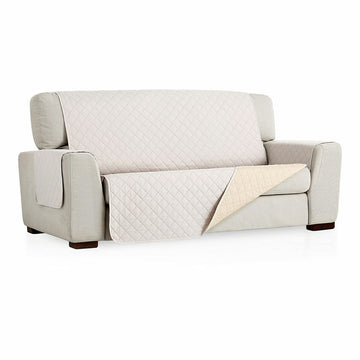 Elfenbein Sofabezug 160 cm für 3 Sitzer. Reversibel mit gestepptem Diamantmuster.