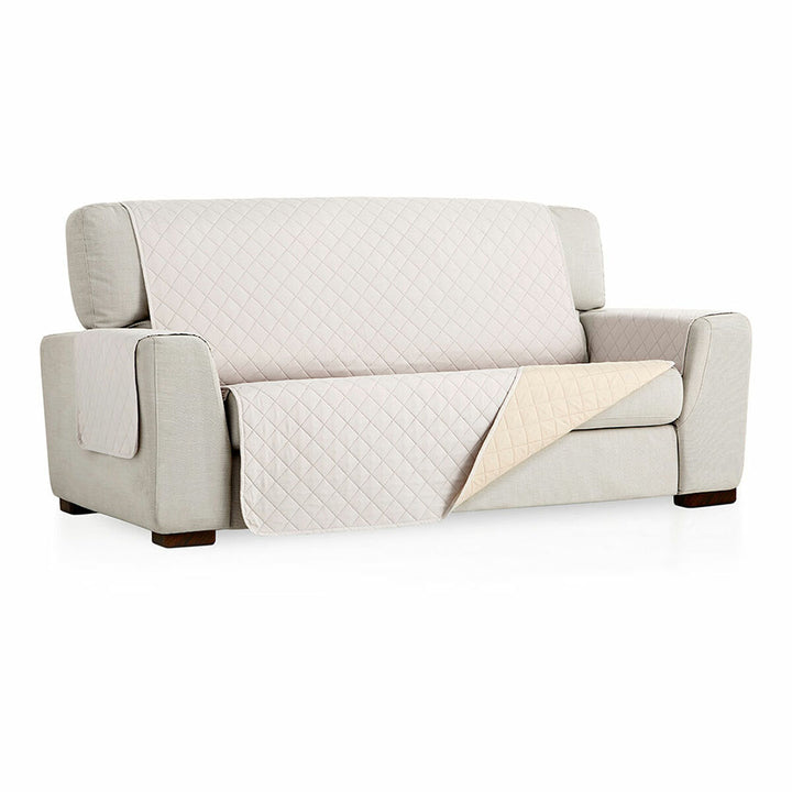 Elfenbein Sofabezug 160 cm für 3 Sitzer. Reversibel mit gestepptem Diamantmuster.