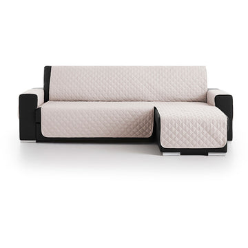 Elfenbeinfarbener Chaiselongue Bezug mit Rautenmuster für lange Armlehne links.