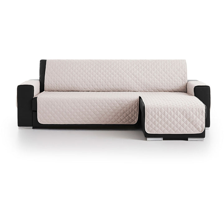 Elfenbeinfarbener Chaiselongue Bezug mit Rautenmuster für lange Armlehne links.