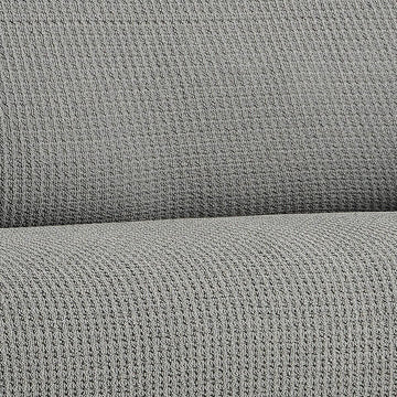 Graue Sesselhusse mit Waffelstrickmuster für 1-Sitzer Sessel.