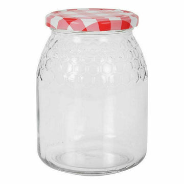 Mediterraneo Honig Glas mit Wabenmuster und rot-weißem Deckel - homely Family Shop