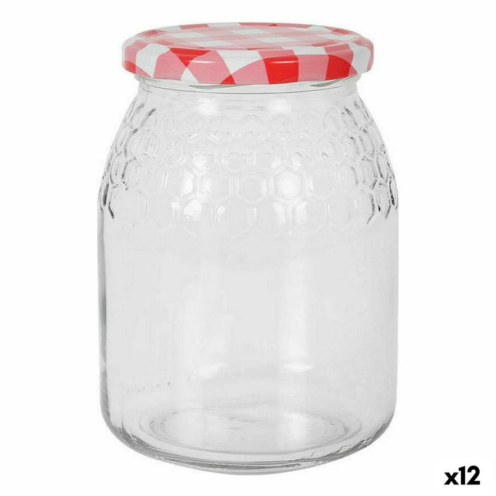 Klares Honig Glas mit rotem Deckel für die Küche - Homely Family Shop
