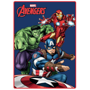 Bunte Avengers Superhelden Decke aus Polyester mit Hulk, Iron Man und Captain America.