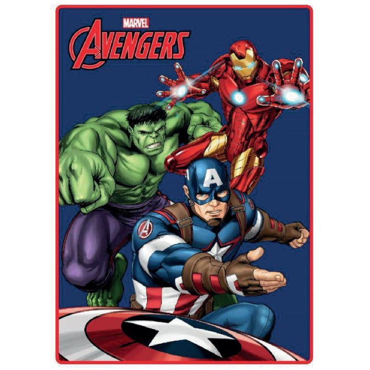 Bunte Avengers Superhelden Decke aus Polyester mit Hulk, Iron Man und Captain America.