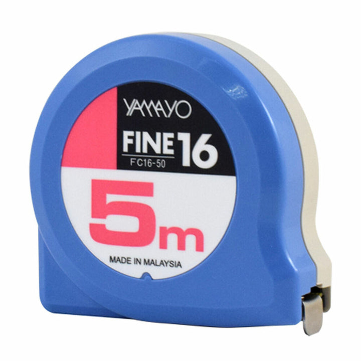 Blauer Yamayo Flexometer 5 m mit ABS Gehäuse und Kohlenstoffstahl Band.