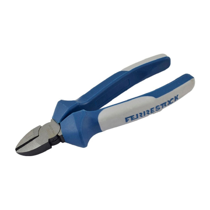Ferrestock Schneidezange mit blau-grauem Griff. Die Zange ist 200 mm lang.