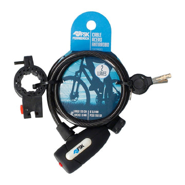 Ferrestock Kabelschloss mit 8 mm Kabel und Halterung. Inklusive 2 Schlüssel für Diebstahlschutz.
