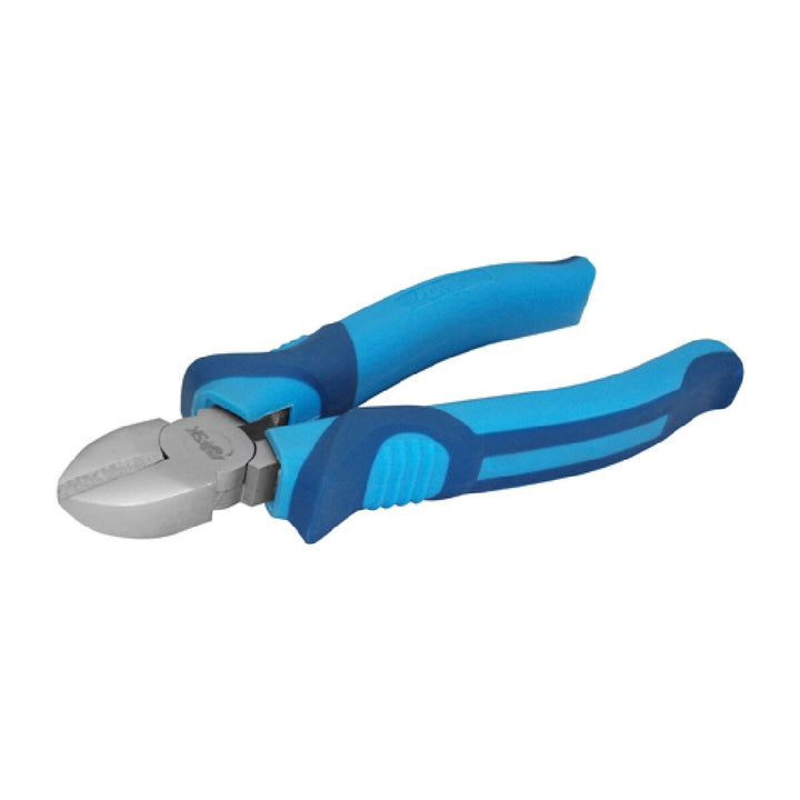 Blaue Ferrestock 150 mm Schneidezange mit grauem Kopf und zweifarbigen Griff.