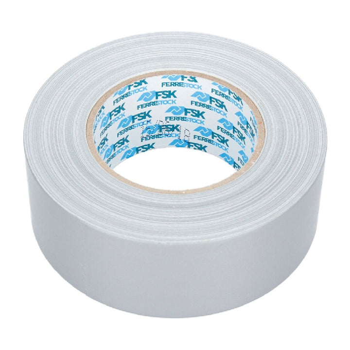 Graues Ferrestock Klebeband, Rolle mit Markenlogo innen.