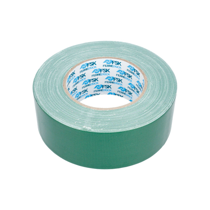 Grünes Ferrestock Klebeband, 50mm x 50m Rolle. Robust und vielseitig für verschiedene Anwendungen.