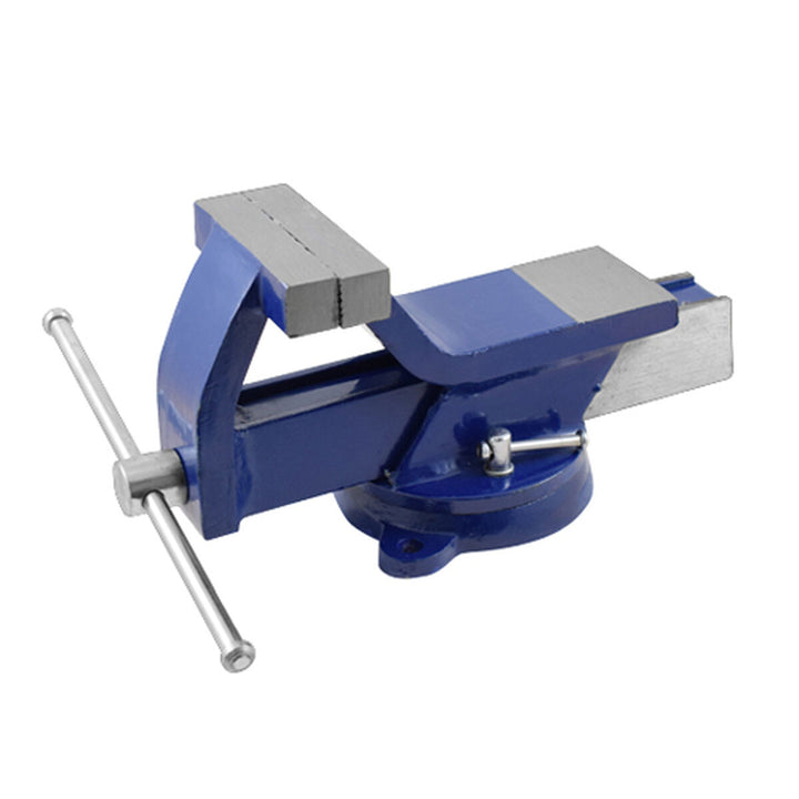 Blauer Ferrestock Schraubstock 150 mm mit drehbarer Basis für Holzbearbeitung.