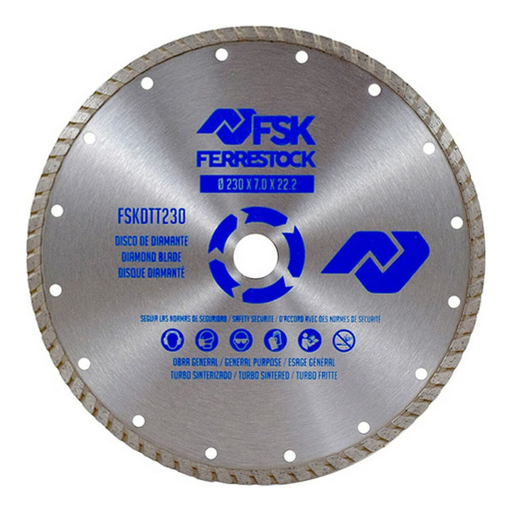 Ferrestock Trennscheibe Diamantschnitt, 230 mm Durchmesser. Turbo-Design für präzise Schnitte.