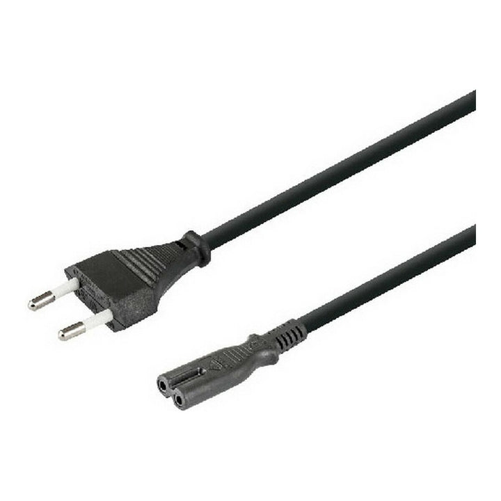 Schwarzes TM Electron Netzkabel (1,8 m) mit Eurostecker und 2-poligem Stecker.