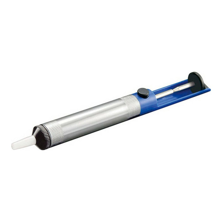 NIMO Entlötpumpe aus Aluminium mit blauem Griff. Metall-Gehäuse.